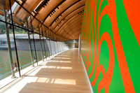 Many of the hallways have floor-to-ceiling windows.